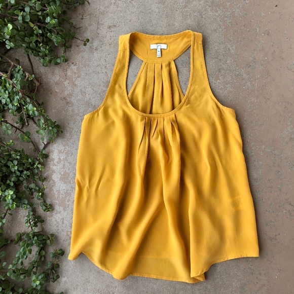 Joie Tops - Joie 100% Silk Yellow Racerback Swing Tank Top